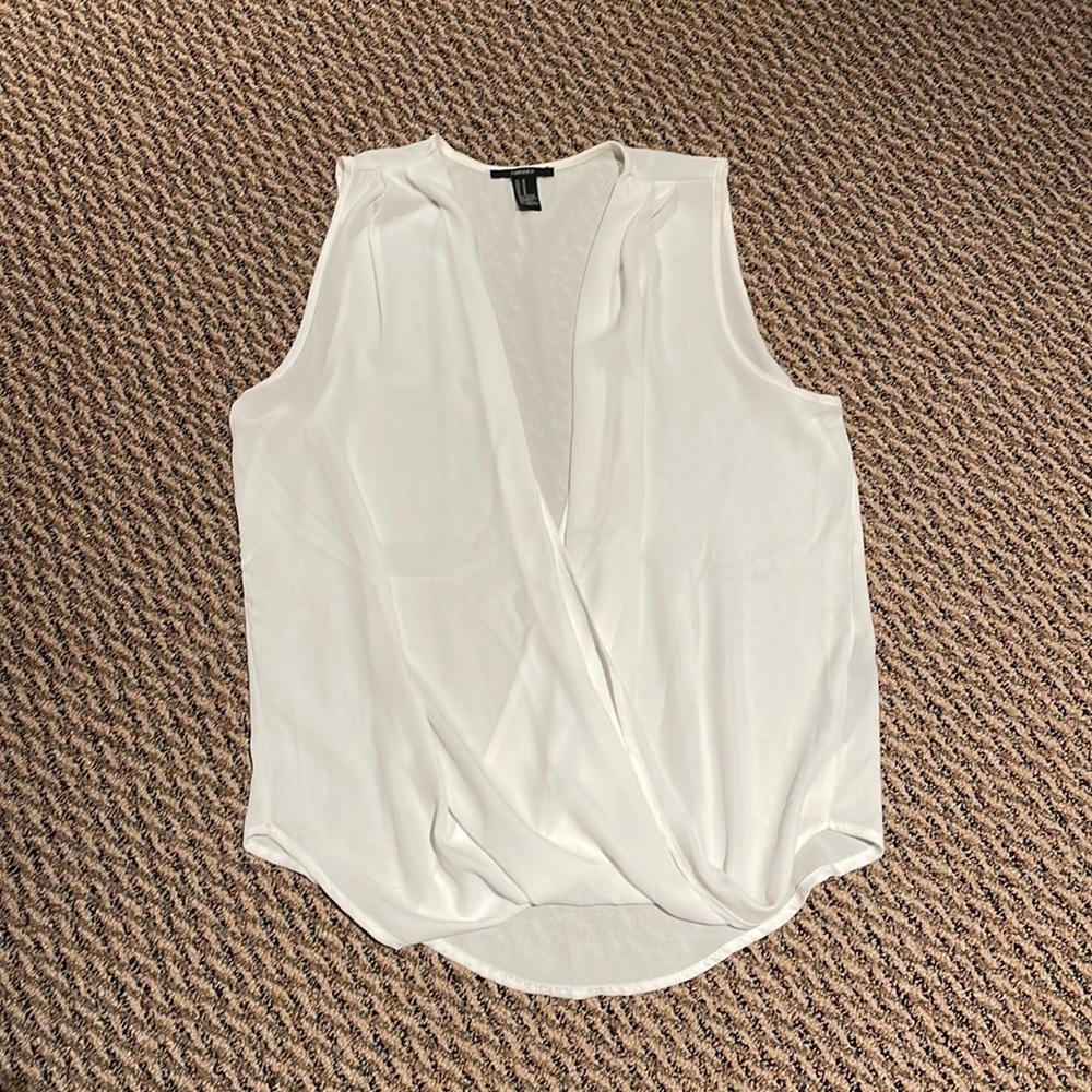 Forever 22 White Open Front Criss Cross Tank Top - Picture 3 of 4